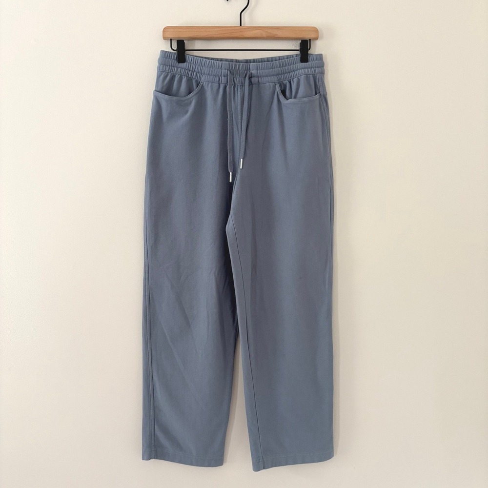Athleta Farallon Pant Small Petite Blue Straight Leg Drawstring Athleisure SP